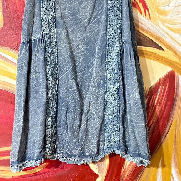 Altar'd State Green/Blue Mineral Wash Mini Dress Babydoll sz M - Picture 2 of 5